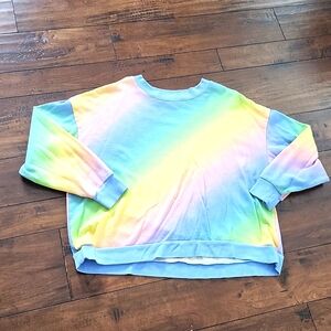 3/$15! Colsie size large rainbow stripe crew neck sweatshirt